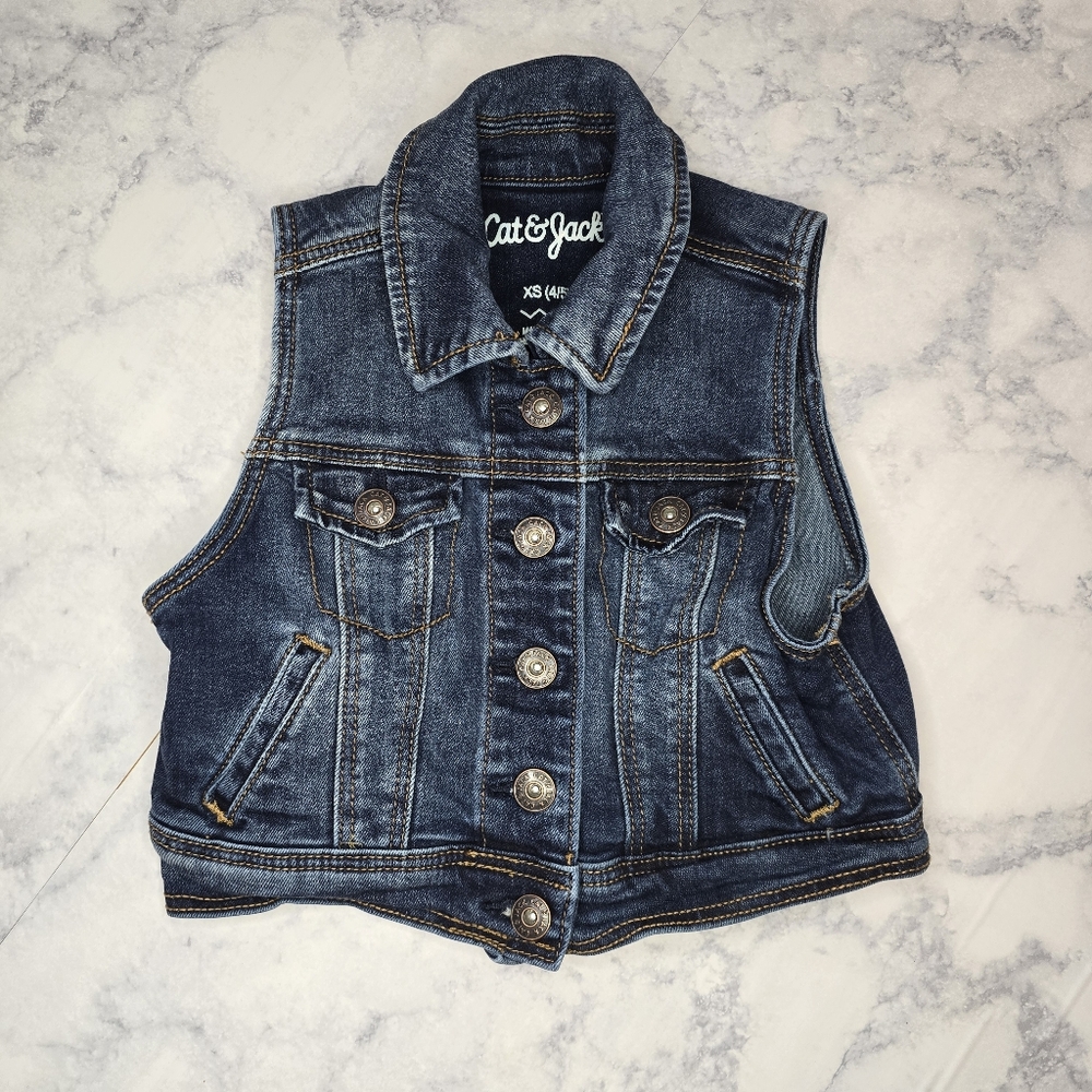 Cat & Jack Denim Vest XS Blue Jean Vest